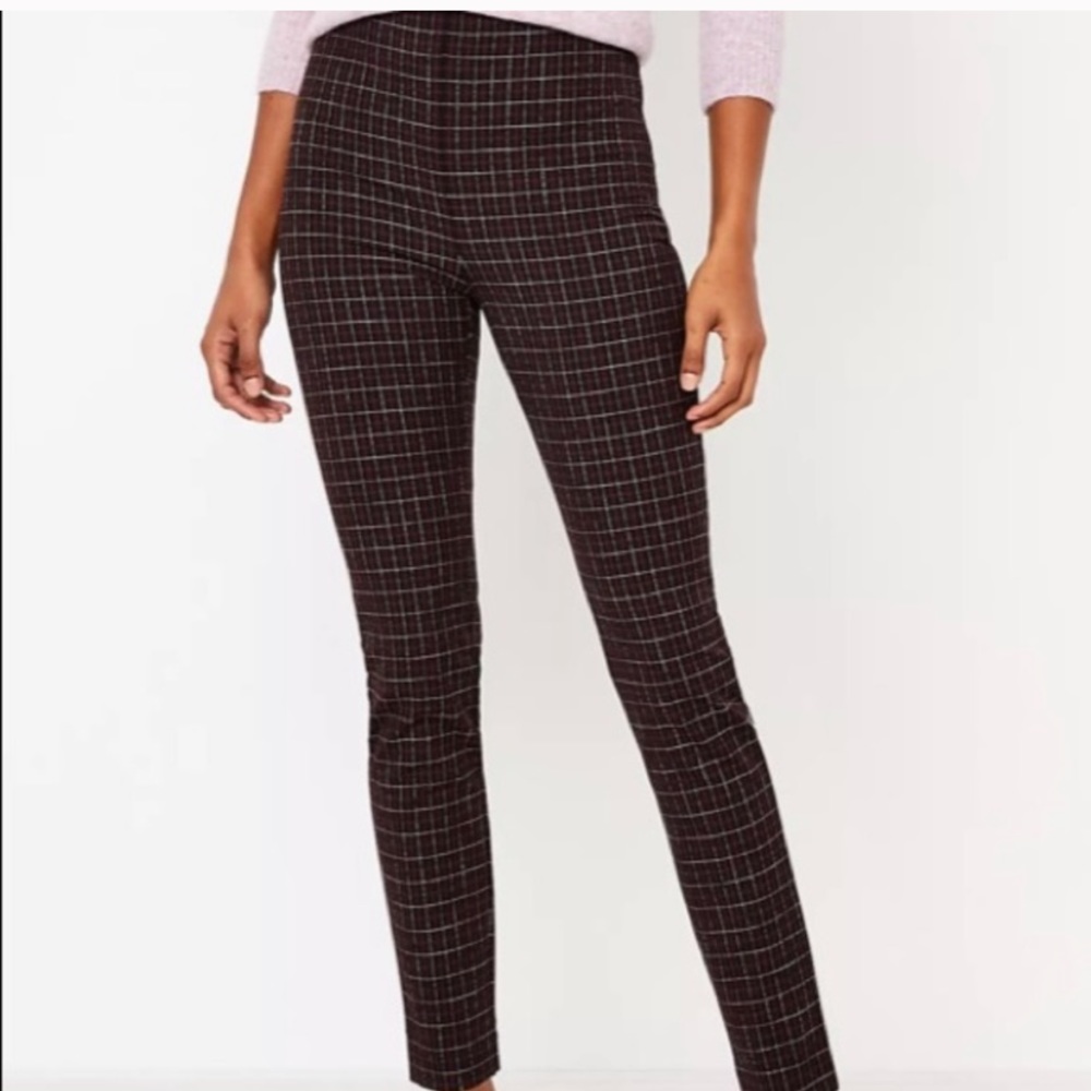 LOFT high waisted plaid skinny jean size 4